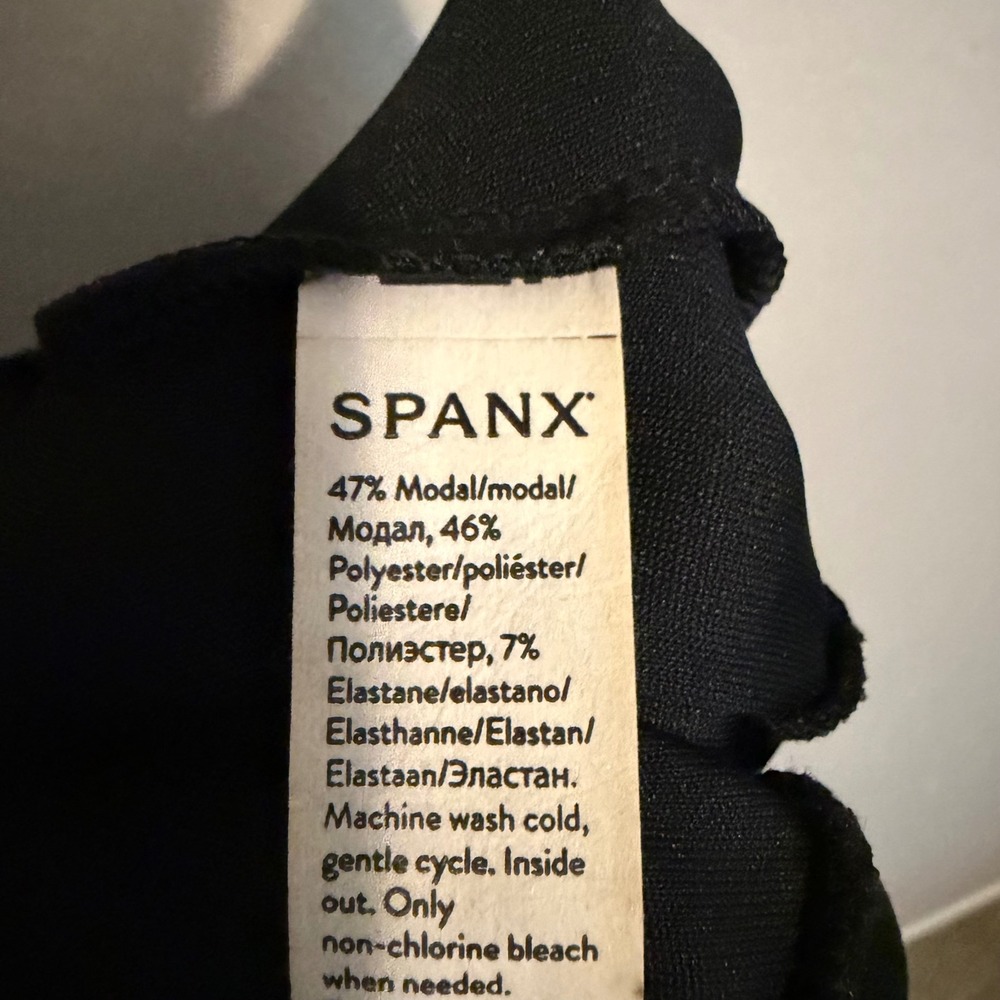 NWT Spanx AirEssential Black Wide Leg Pull On Pants Drawstring Waist M palazzo - Picture 6 of 6